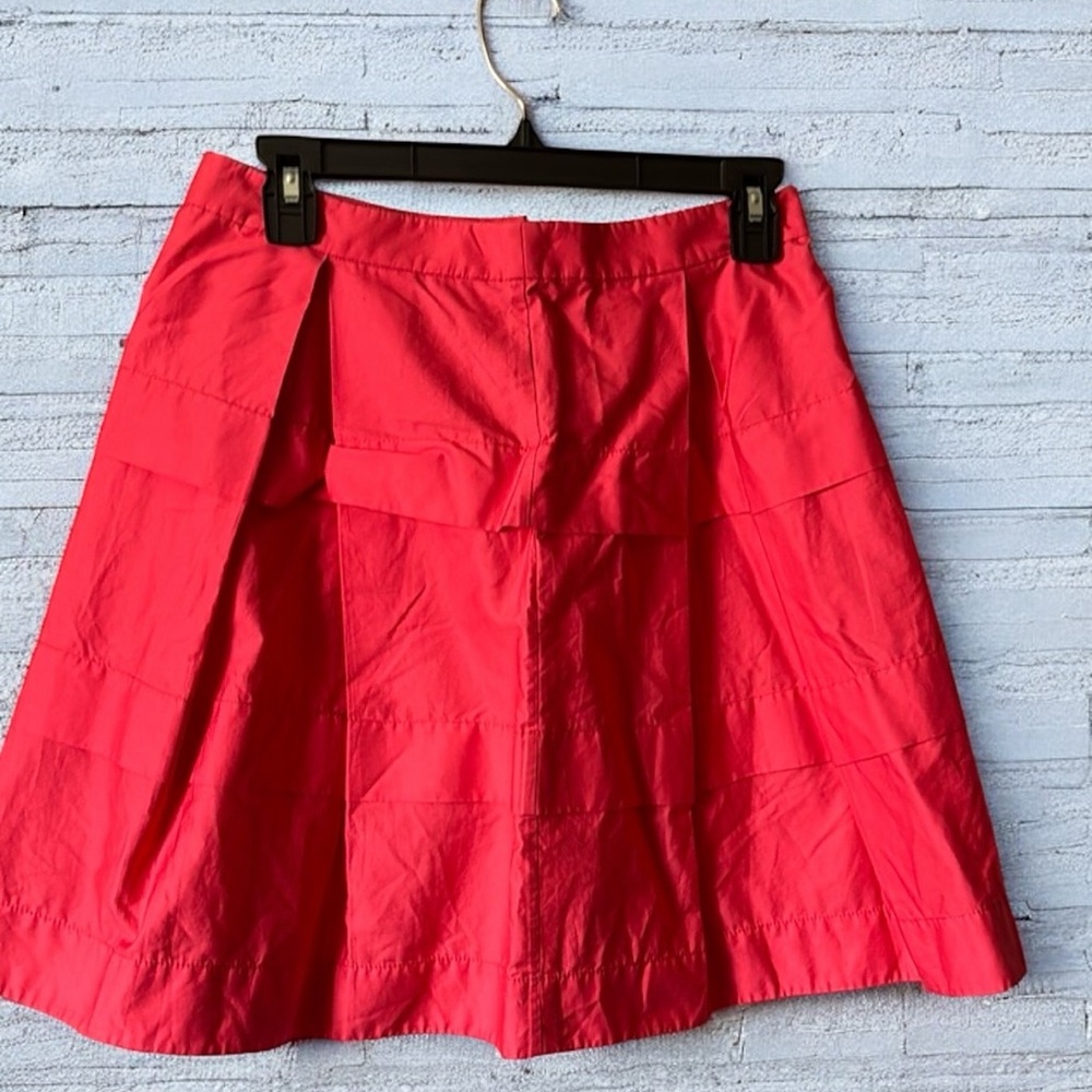 Knee-Length Orange A-Line Pleated Skirt